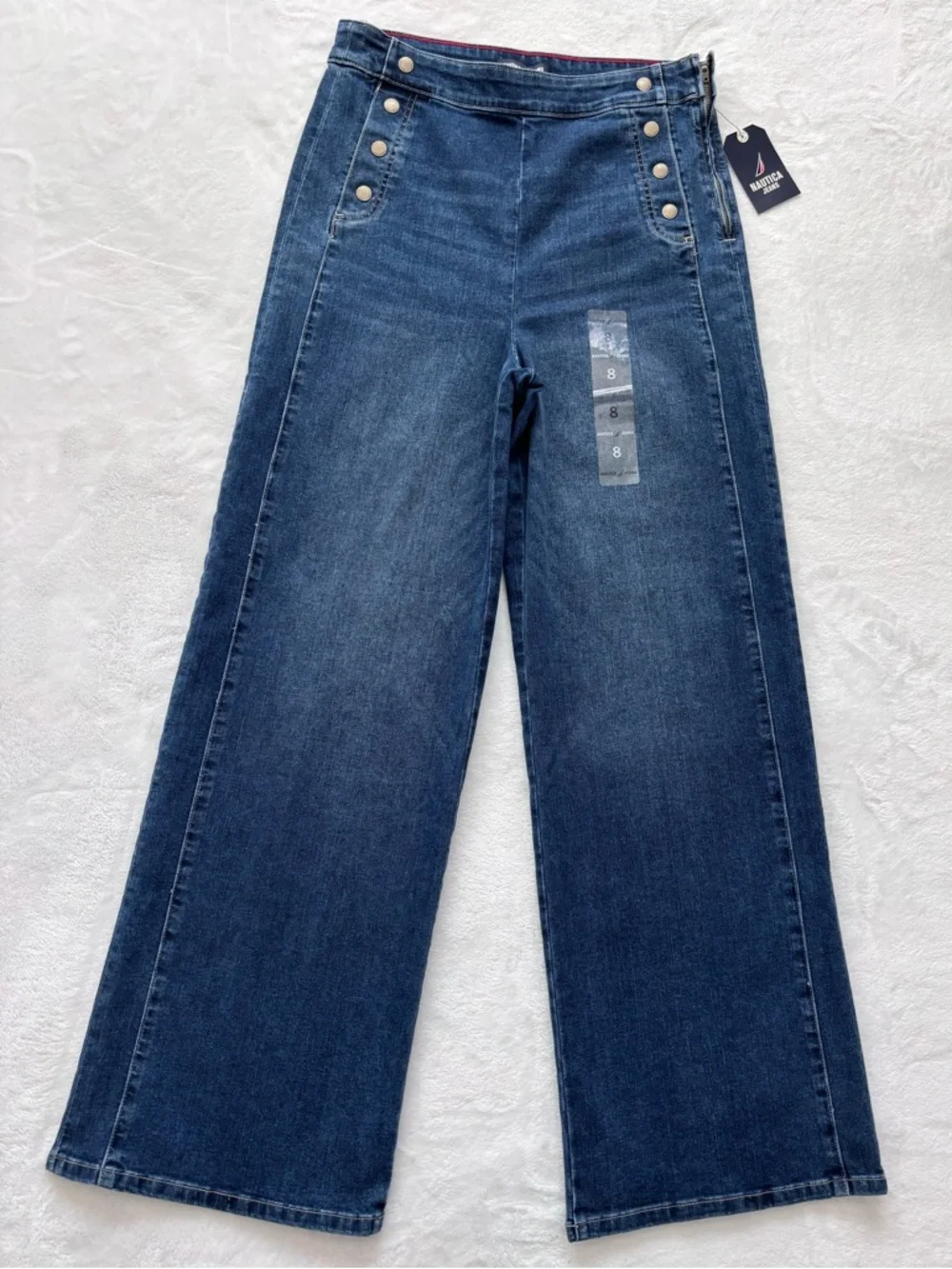 NAUTICA JEANS Wide Leg High Waist Side-Zip Sailor Jean--NWT--8 - Picture 2 of 16